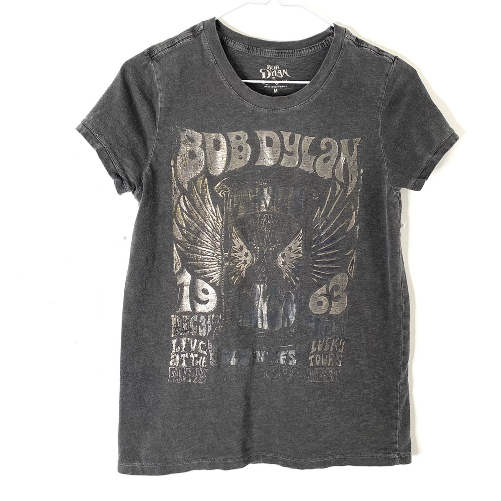 Lucky Brand Women's Black Graphic Bob Dylan Short Sleeve Tee